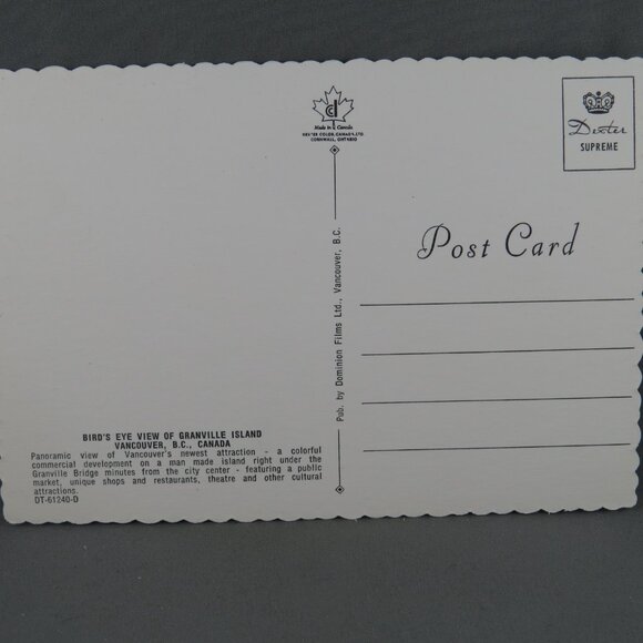 Vintage Postcard - Granville Island Birds Eye View - Dexter Press - Picture 2 of 4